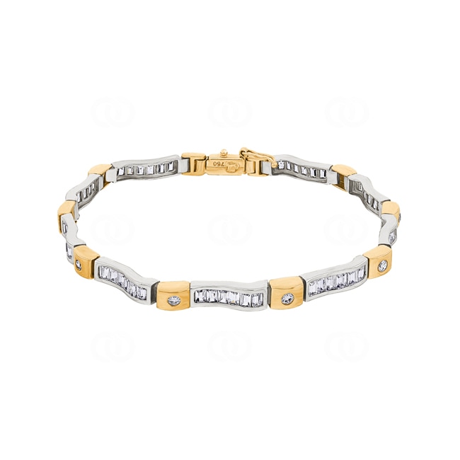 Bracelet or bicolore 750/18 ct avec zircones - 15975