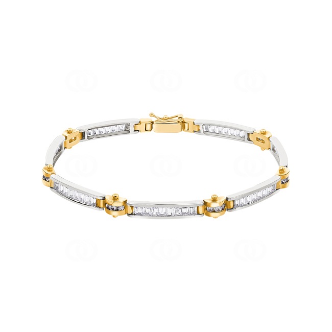 Bracelet 750/18 K Yellow / White Gold with Cubic Zirconia - 15976