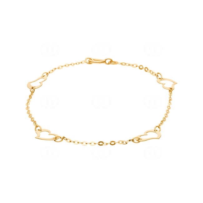 Bracelet 750/18 K Yellow Gold Hearts 18cm - 7675-18