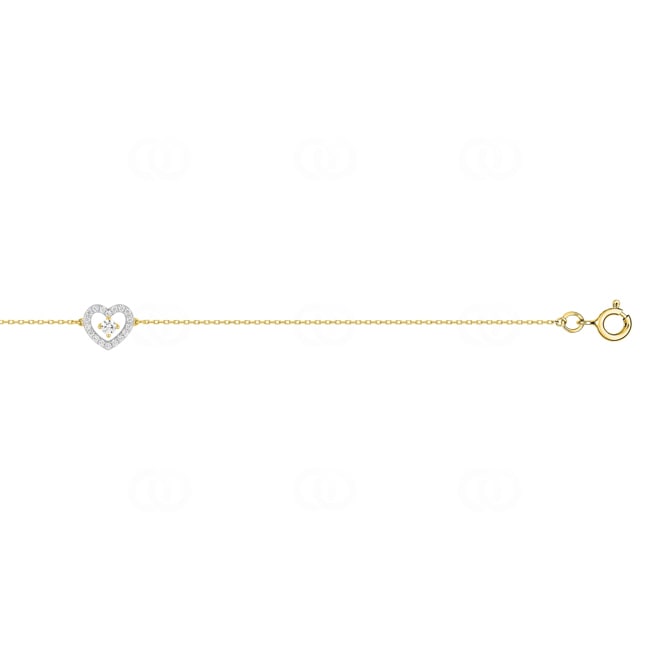 Armband 750/18 K Gelbgold bicolor Herz mit Zirkonia - 4.7055.Z3