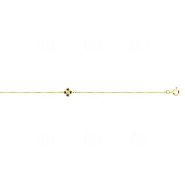 Bracelet or jaune 750/18 ct Fleur avec saphirs & diamant 0.01 ct - 4.7235.S0