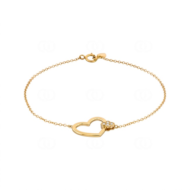 Armband 750/18 K Gelbgold Herz mit Diamanten 0.02 ct - AR-73782-GG