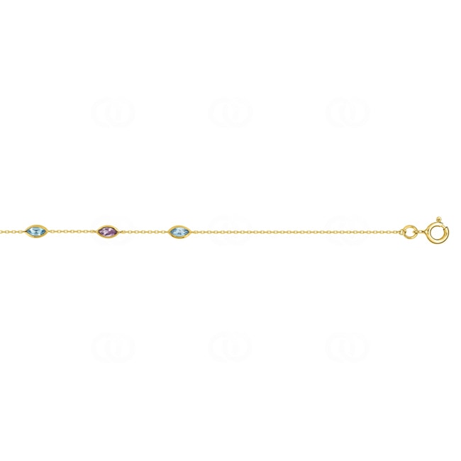 Armband 750/18 K Gelbgold mit Amethyst & Blautopasen - 4.7181.V0