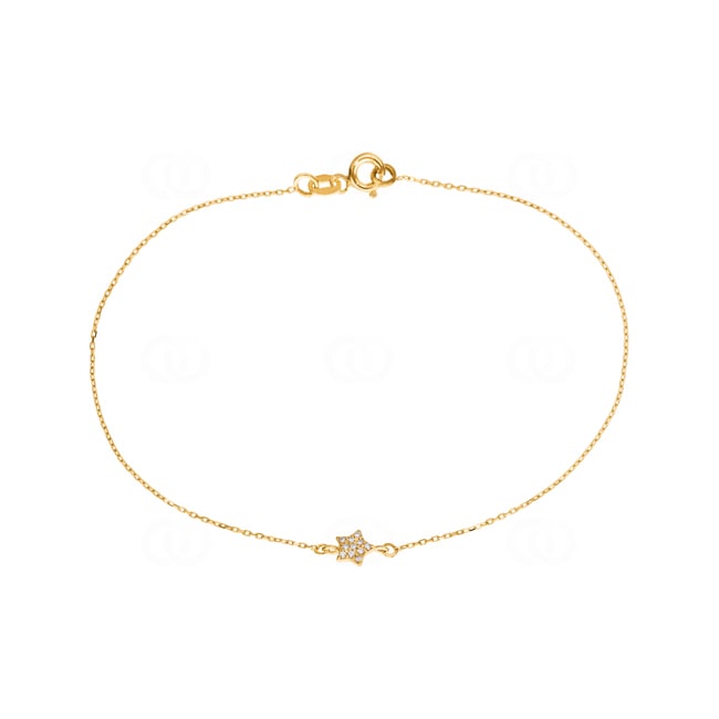 Armband 750/18 K Gelbgold Stern mit Diamanten 0.04 ct H/si - BO7GG