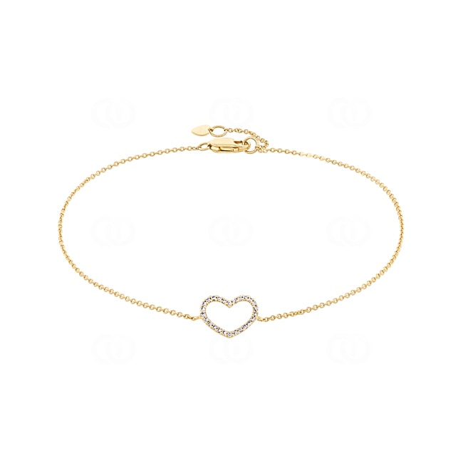 Bracelet 750/18 K Yellow Gold Heart with Diamonds 0.09 ct H/si - AR-48309-GG