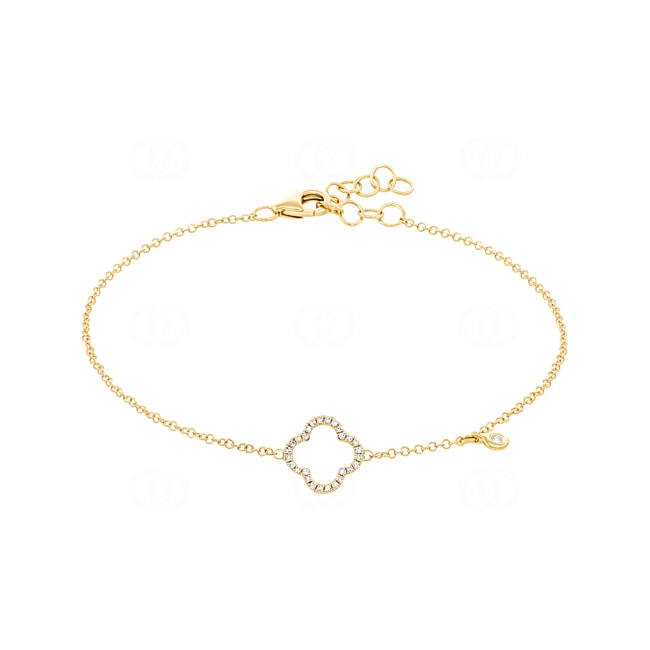 Armband 750/18 K Gelbgold mit Diamanten 0.09 ct H/si, Kleeblatt Armband 750/18 K Gelbgold mit Diamanten 0.09 ct H/si, Kleeblatt - AR-22923-GG