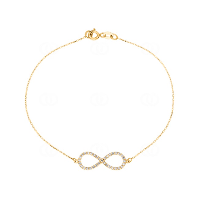 Bracelet 750/18 K Yellow Gold Infinity with Diamonds 0.25 ct H/si - BO3GG