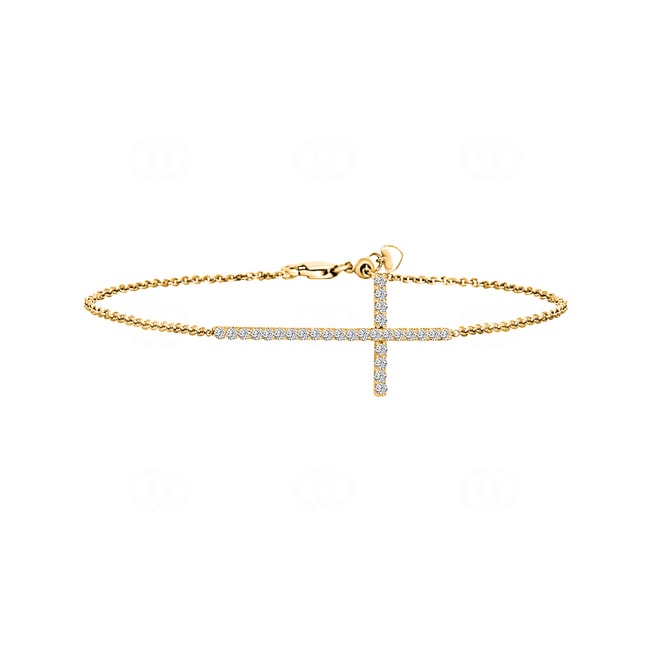 Armband 750/18 K Gelbgold mit Diamanten 0.50 ct H/si, Kreuz Armband 750/18 K Gelbgold mit Diamanten 0.50 ct H/si, Kreuz - AR-69458-GG