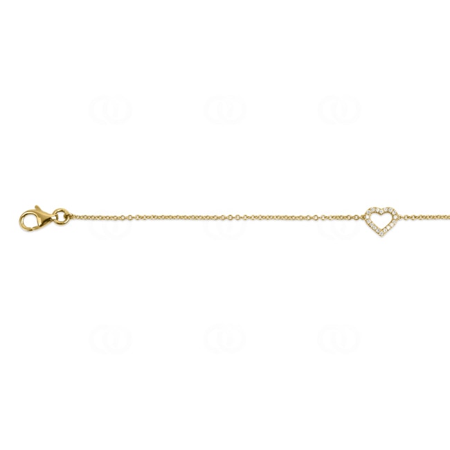 Bracelet 750/18 K Yellow Gold Heart with Diamonds - BBR101219
