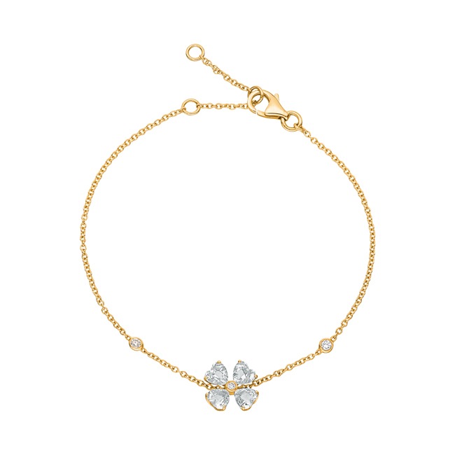 Bracelet or jaune 750/18 ct avec améthystes vertes et diamant 0.07 ct H/si - BFA101619