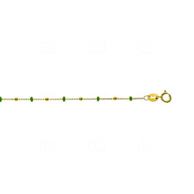 Bracelet 750/18 K Yellow Gold with Spheres & Green Enamel - BGO110719