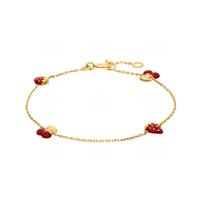 Bracelet 750/18 K Yellow Gold with red Lacquer - 609.3-16