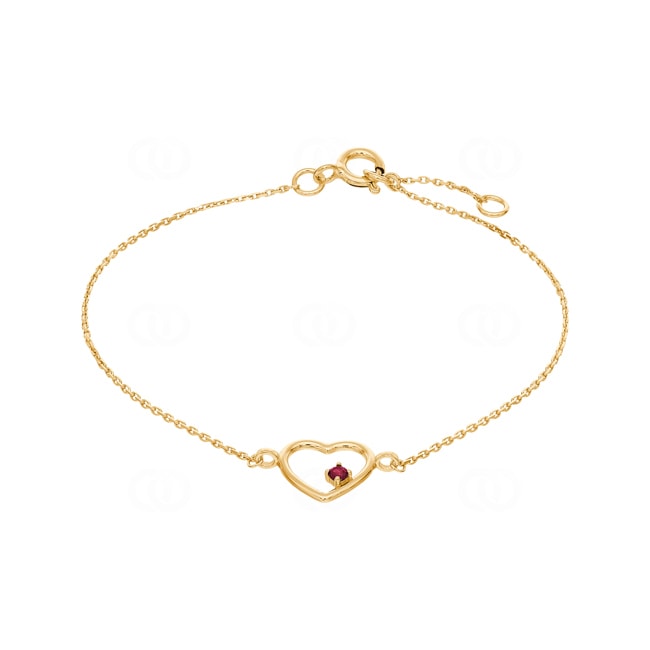 Armband 750/18 K Gelbgold mit Rubin, Herz - 4.7062.R0