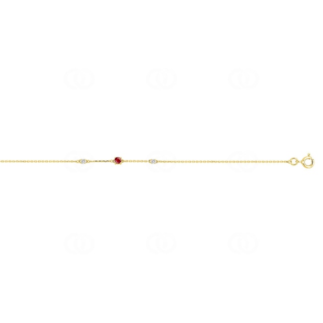Bracelet 750/18 K Yellow Gold with Ruby & Cubic Zirconia - 4.7242.R0