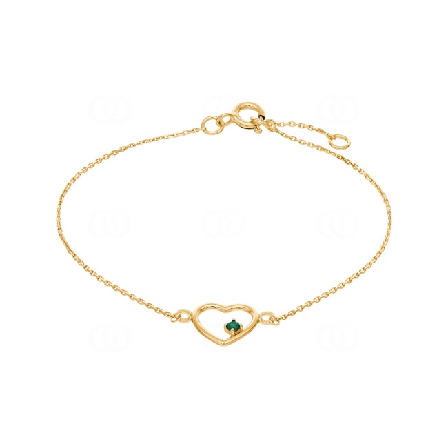 Armband 750/18 K Gelbgold mit Smaragd, Herz - 4.7062.E0