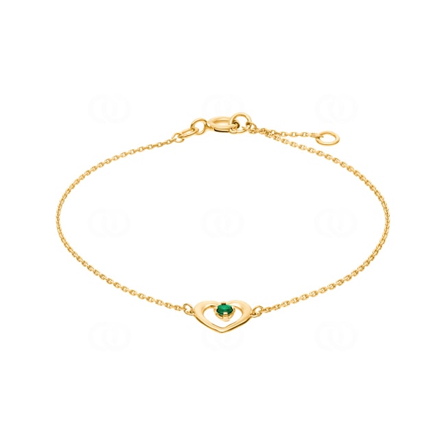Bracelet or jaune 750/18 ct Cœur avec émeraude - 4.7073.E0