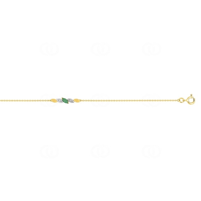 Bracelet 750/18 K or jaune avec émeraude marquise et diamant 0.01ct. - MB610BEB4