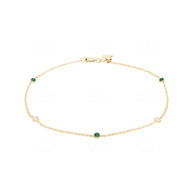 Armband 750/18 K Gelbgold mit Smaragden & Diamanten 0.06 ct H/si - AR-47455-SMA-GG