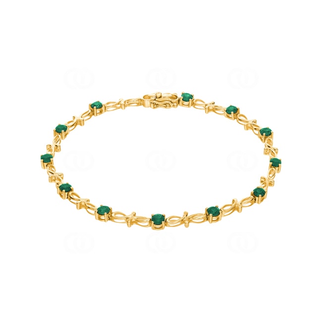 Bracelet or jaune 750/18 ct avec émeraudes - AR-23689-SMA-GG