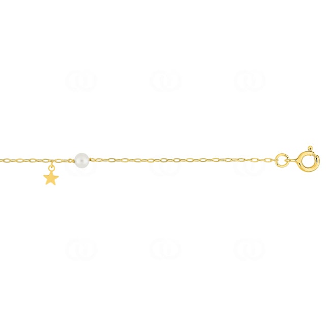 Armband 750/18 K Gelbgold mit Stern Charm & Perle - 4.7129.P0-14