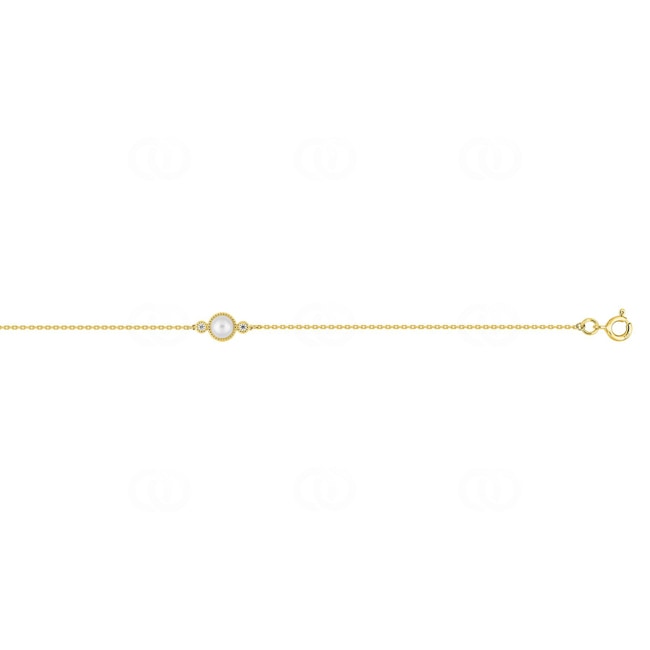 Armband 750/18 K Gelbgold mit Süsswasserzuchtperle & Diamanten 0.03 ct - 4.7080.P0