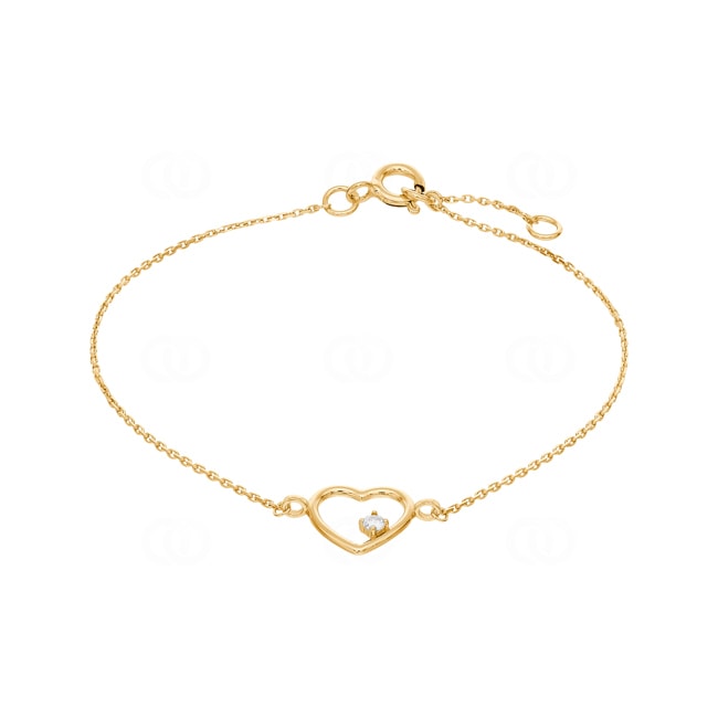 Armband 750/18 K Gelbgold mit Zirkonia, Herz - 4.7062.Z0