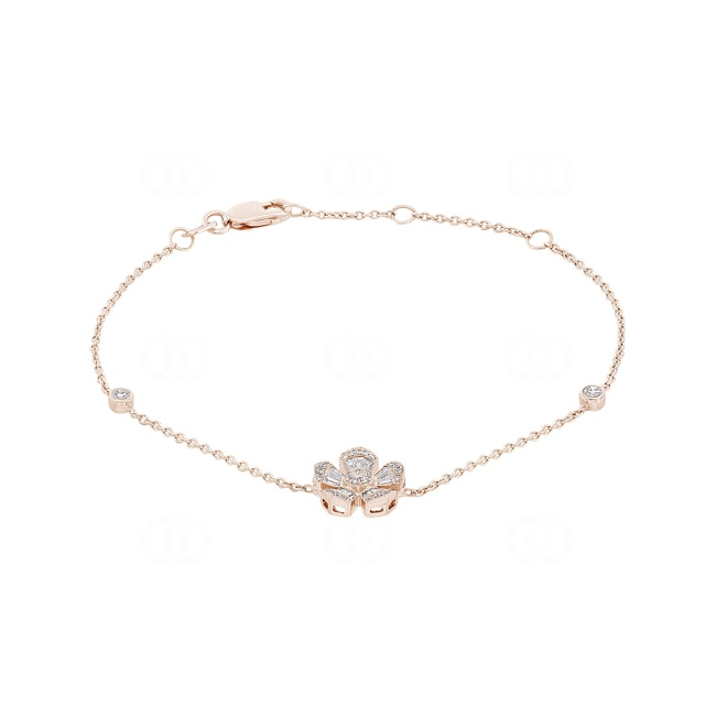 Armband 750/18 K Roségold Blume mit Diamanten 0.32 ct H/si - AR-00756-RG