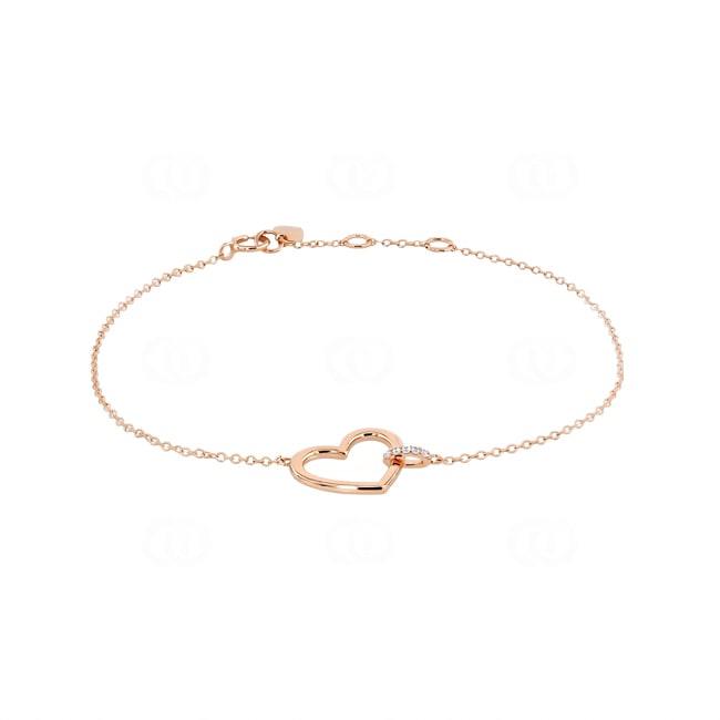 Armband 750/18 K Roségold Herz mit Diamanten 0.02 ct - AR-73778-RG