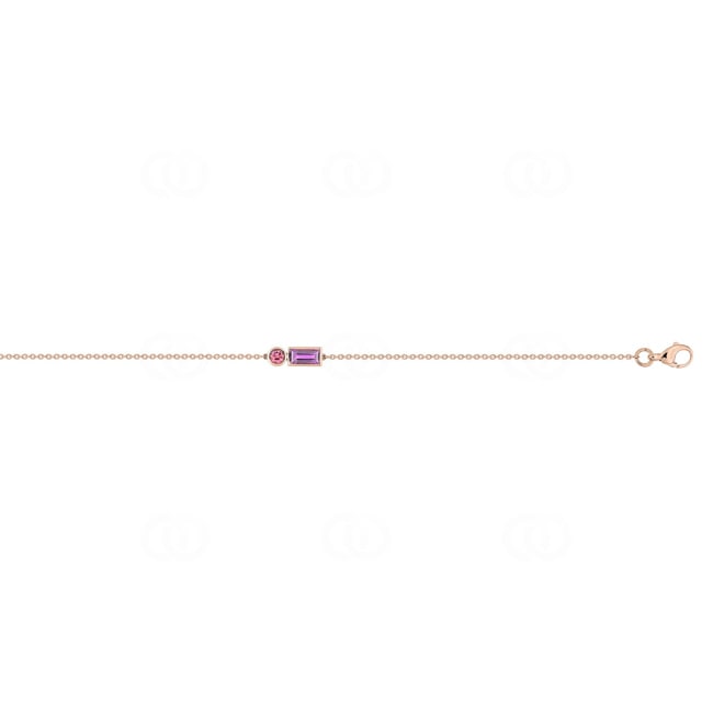 Bracelet or rosé 750/18 ct avec améthyste & tourmaline rose - J40006.B4-18