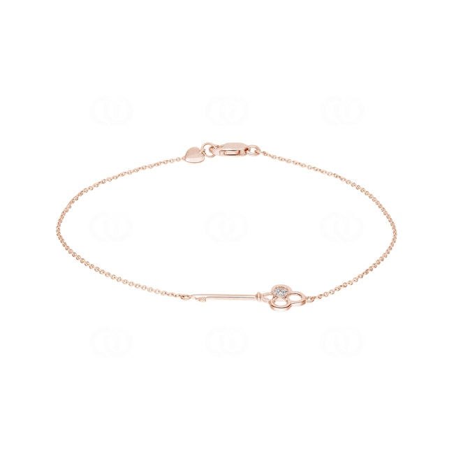 Armband 750/18 K Roségold Schlüssel mit Diamanten 0.02 ct H/si - AR-57304-RG