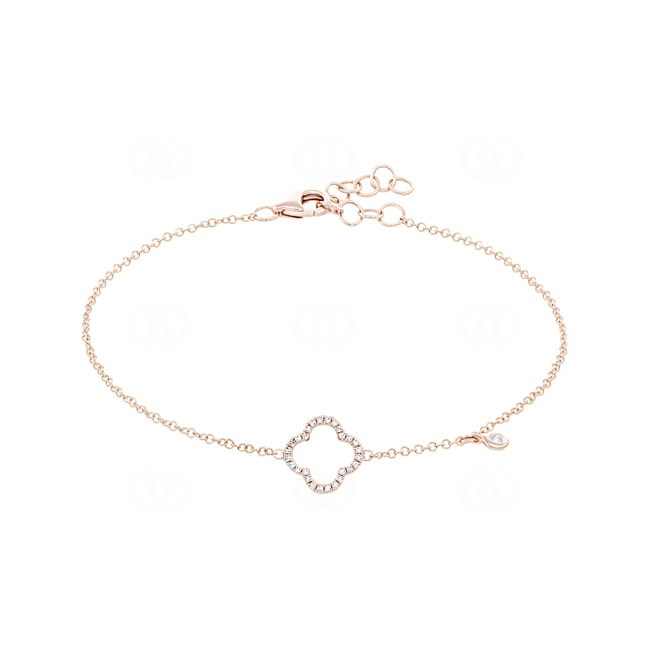 Armband 750/18 K Roségold mit Diamanten 0.09 ct H/si, Kleeblatt Armband 750/18 K Roségold mit Diamanten 0.09 ct H/si, Kleeblatt - AR-22923-RG