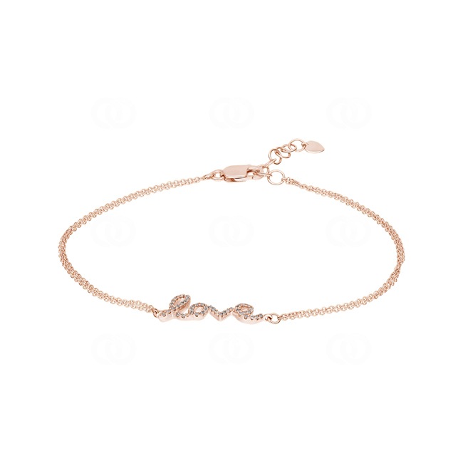 Bracelet or rosé 750/18 ct Love avec diamants 0.12 ct H/si - AR-54284-RG