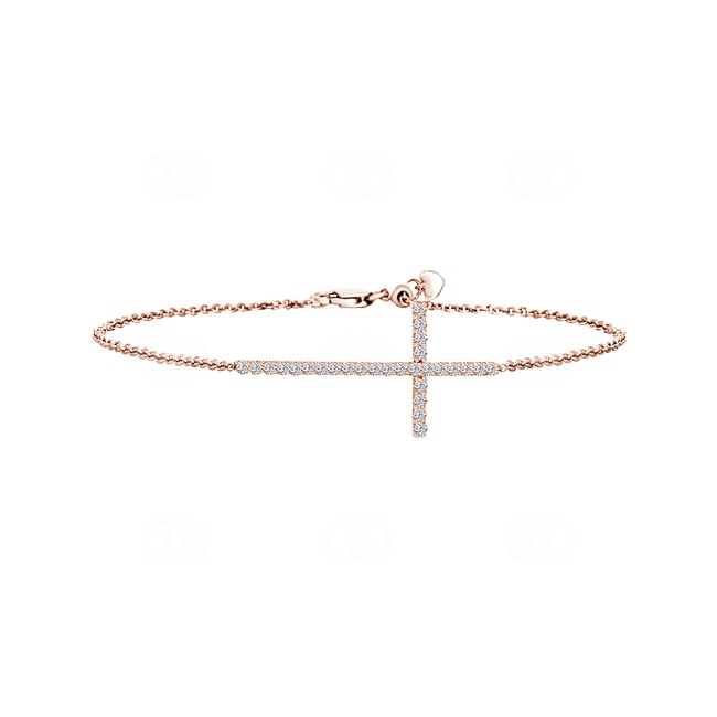 Armband 750/18 K Roségold mit Diamanten 0.50 ct H/si, Kreuz - AR-69458-RG