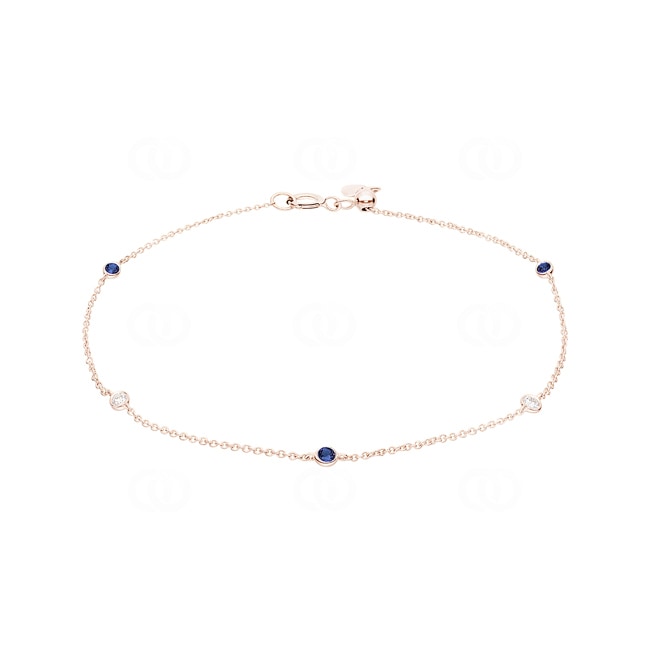 Bracelet or rosé 750/18 ct avec saphirs & diamants 0.06 ct H/si Bracelet or rosé 750/18 ct avec saphirs & diamants 0.06 ct H/si - AR-47455-SAF-RG