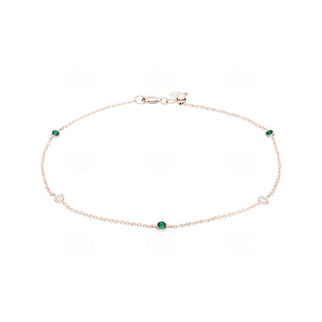 Bracelet or rosé 750/18 ct avec émeraudes & diamants 0.06 ct H/si Bracelet or rosé 750/18 ct avec émeraudes & diamants 0.06 ct H/si - AR-47455-SMA-RG