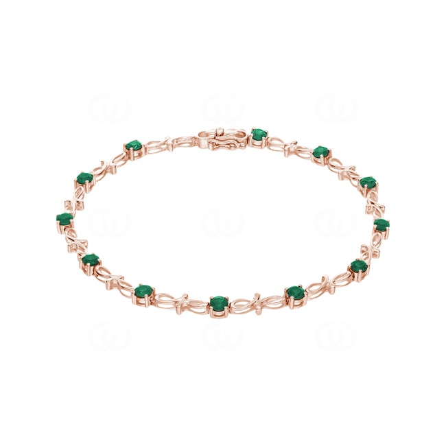 Bracelet or rosé 750/18 ct avec émeraudes - AR-23689-SMA-RG