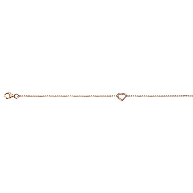 Bracelet 750/18 K Red Gold Heart with Diamonds - BBR301219