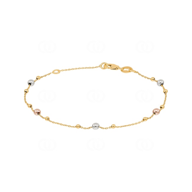 Bracelet 750/18 K Three-tone Gold with polished Beads - AR-1830001-GG