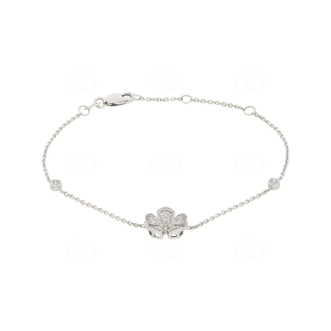 Armband 750/18 K Weissgold Blume mit Diamanten 0.32 ct H/si - AR-00756-WG