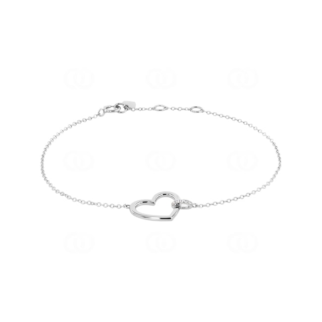 Armband 750/18 K Weissgold Herz mit Diamanten 0.02 ct - AR-73778-WG