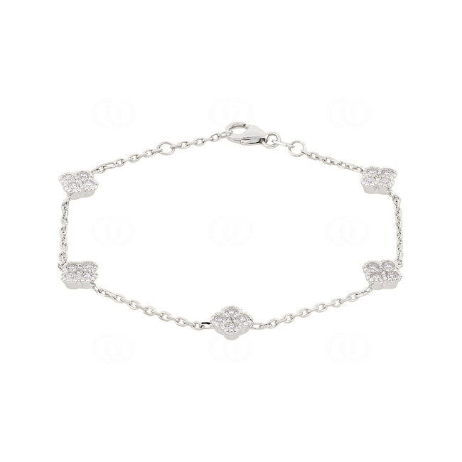 Bracelet 750/18 K White Gold Cloverleaves with Diamonds 0.81 ct H/si - AR-01021-WG