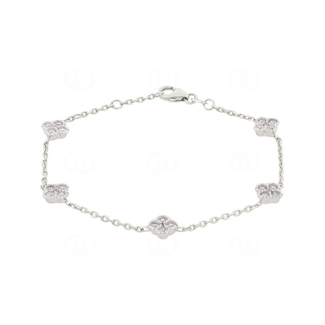 Bracelet 750/18 K White Gold Cloverleaves with Diamonds 0.81 ct H/si - AR-01021-WG