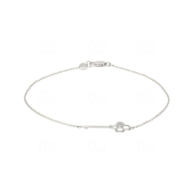 Armband 750/18 K Weissgold Schlüssel mit Diamanten 0.02 ct H/si - AR-57304-WG