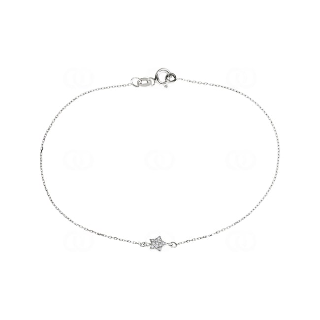 Armband 750/18 K Weissgold Stern mit Diamanten 0.04 ct H/si - BO7WG