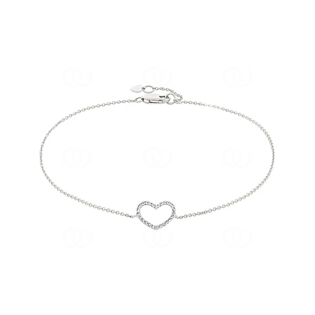 Bracelet 750/18 K White Gold Heart with Diamonds 0.09 ct H/si - AR-48309-WG