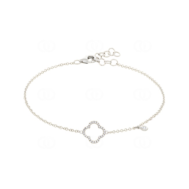 Bracelet 750/18 K White Gold with Diamonds 0.09 ct H/si, Cloverleaf Bracelet 750/18 K White Gold with Diamonds 0.09 ct H/si, Cloverleaf - AR-22923-WG