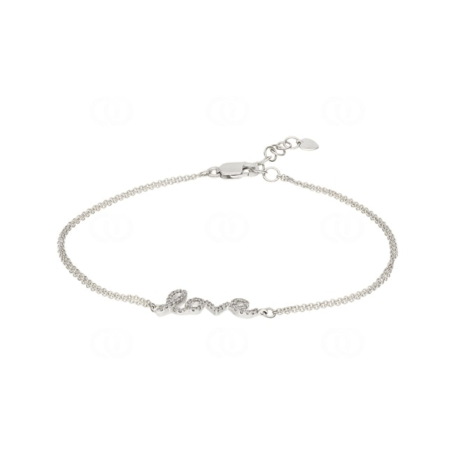 Armband 750/18 K Weissgold Love mit Diamanten 0.12 ct H/si - AR-54284-WG