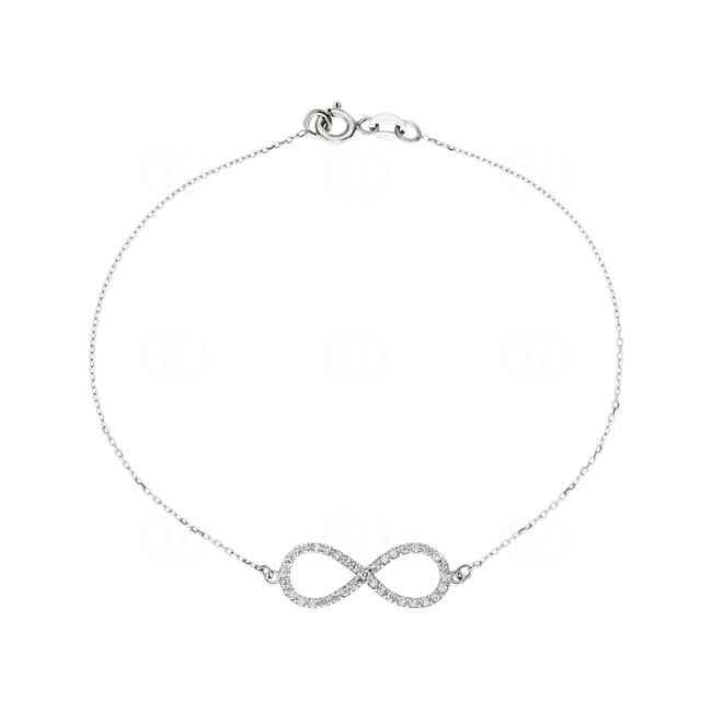 Bracelet 750/18 K White Gold Infinity with Diamonds 0.25 ct H/si - BO3WG