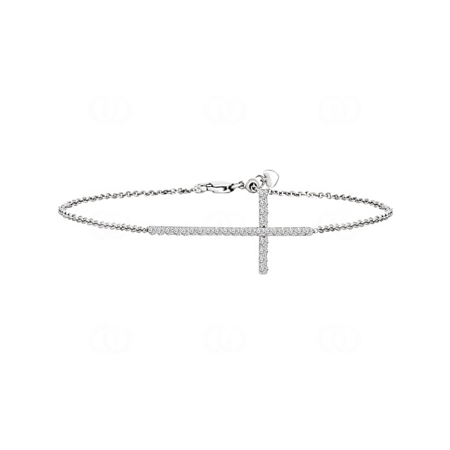 Bracelet or gris 750/18 ct avec diamants 0.50 ct H/si, Croix - AR-69458-WG