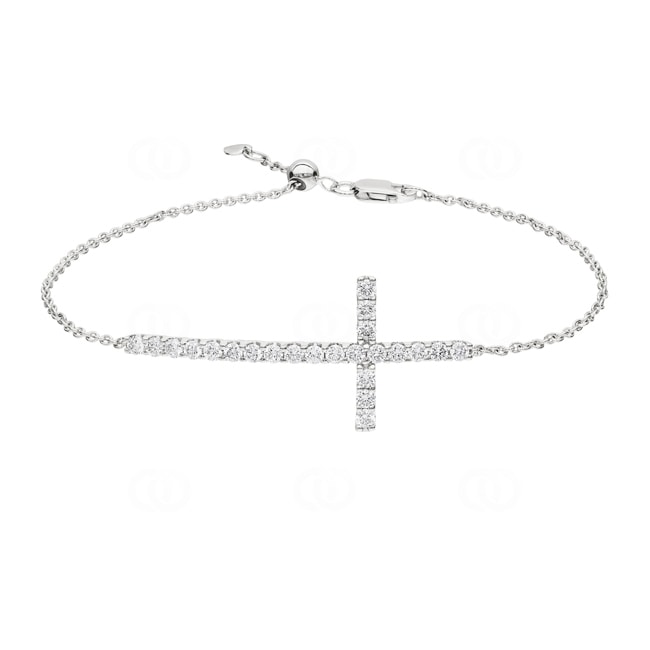 Bracelet or gris 750/18 ct Croix avec diamants 1.00 ct H/si - AR-69459-WG